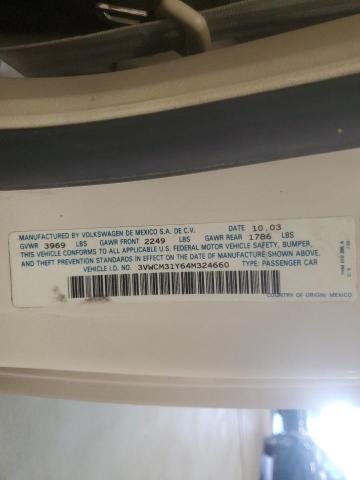 3VWCM31Y64M324660 - 2004 VOLKSWAGEN NEW BEETLE GLS Bej foto 12