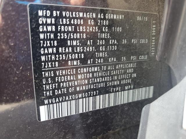 WVGAV7AX0GW507297 - 2016 VOLKSWAGEN TIGUAN S GRAY photo 12