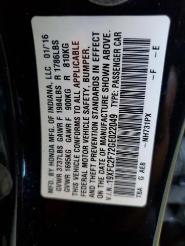 19XFC2F72GE022049 - 2016 HONDA CIVIC EX BLACK photo 12