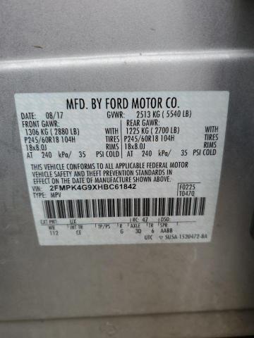 2FMPK4G9XHBC61842 - 2017 FORD EDGE SE ვერცხლისფერი ფოტო 12