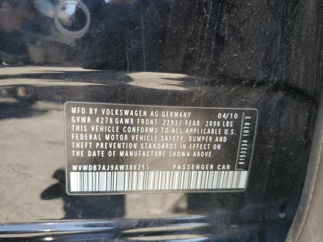 WVWDB7AJ9AW386251 - 2010 VOLKSWAGEN GOLF BLACK photo 13