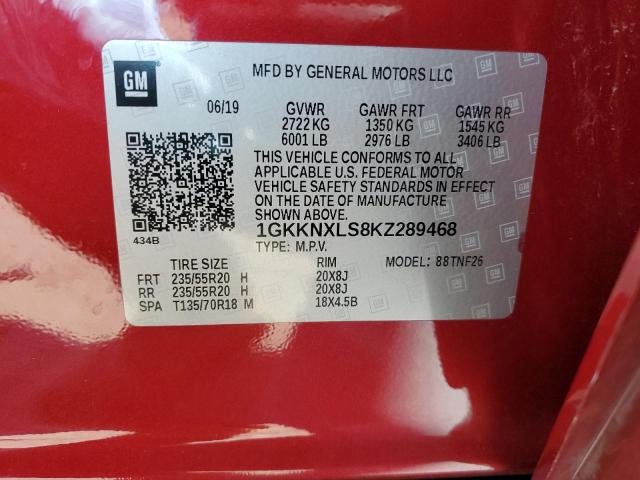 1GKKNXLS8KZ289468 - 2019 GMC ACADIA DENALI Қызыл фото 13