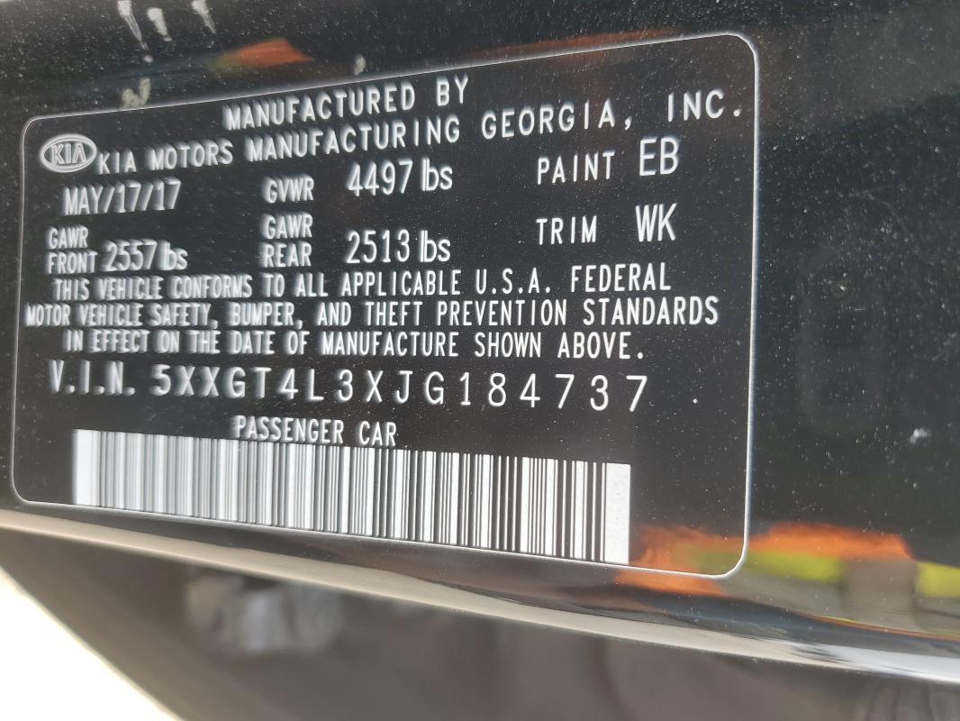 5XXGT4L3XJG184737 - 2018 KIA OPTIMA LX BLACK photo 12