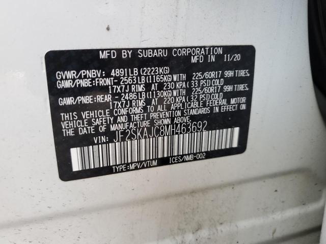 JF2SKAJC8MH463692 - 2021 SUBARU FORESTER PREMIUM Weiß Foto 12