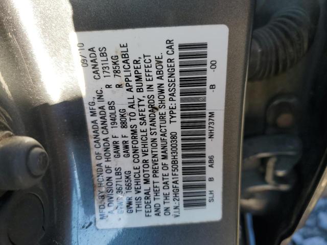 2HGFA1F50BH300380 - 2011 HONDA CIVIC LX 灰色 照片 12