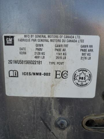 2G1WU581569322181 - 2006 CHEVROLET IMPALA LTZ ნაცრისფერი ფოტო 12