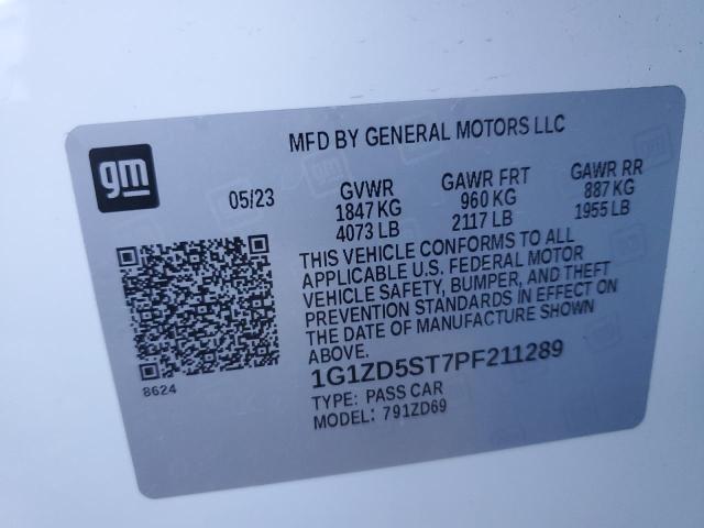 1G1ZD5ST7PF211289 - 2023 CHEVROLET MALIBU LT WHITE photo 12