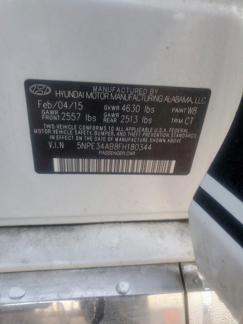 5NPE34AB8FH180344 - 2015 HYUNDAI SONATA SPORT WHITE photo 13