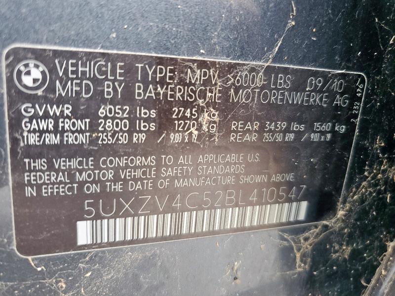 5UXZV4C52BL410547 - 2011 BMW X5 XDRIVE35I CHARCOAL photo 12