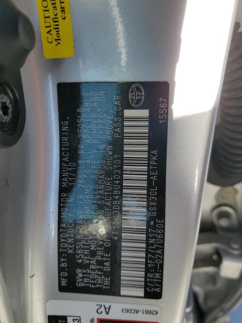 4T1BK3DB4BU403101 - 2011 TOYOTA AVALON BASE Күміс фото 13