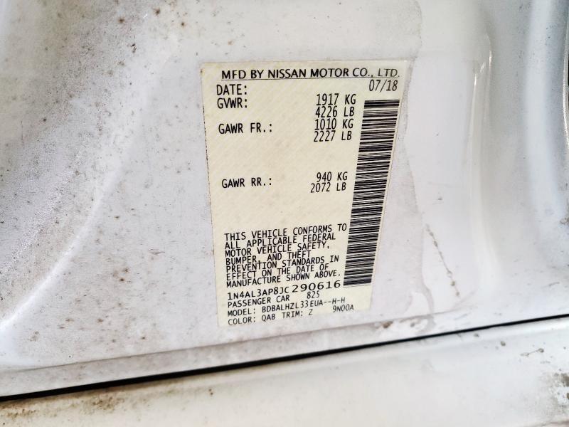 1N4AL3AP8JC290616 - 2018 NISSAN ALTIMA 2.5 WHITE photo 12