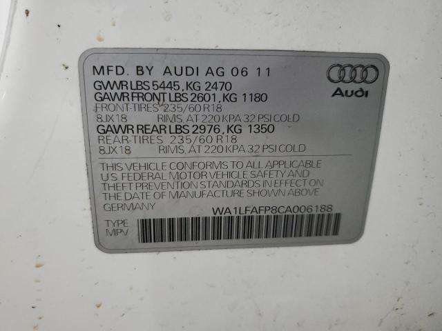WA1LFAFP8CA006188 - 2012 AUDI Q5 PREMIUM PLUS WHITE photo 13