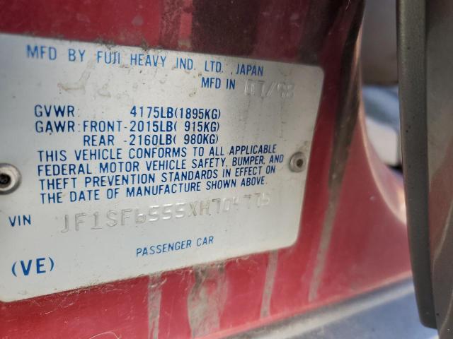 JF1SF6555XH704775 - 1999 SUBARU FORESTER S BURGUNDY photo 13