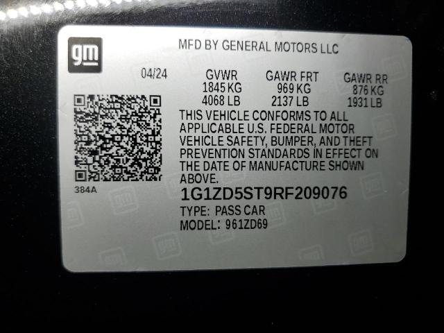 1G1ZD5ST9RF209076 - 2024 CHEVROLET MALIBU LT BLACK photo 12