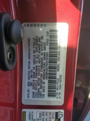 1NXBR32E76Z576383 - 2006 TOYOTA COROLLA CE BURGUNDY photo 12