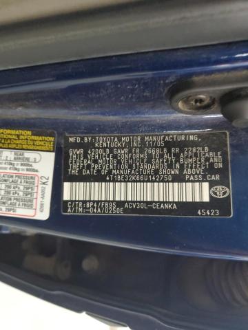 4T1BE32K66U142750 - 2006 TOYOTA CAMRY LE BLUE photo 12