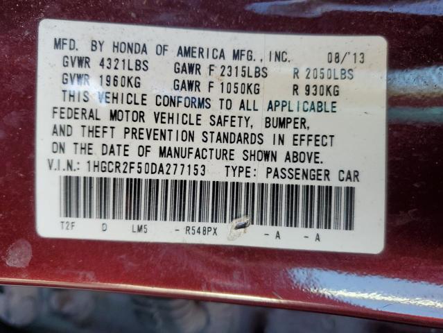 1HGCR2F50DA277153 - 2013 HONDA ACCORD SPORT BURGUNDY photo 12