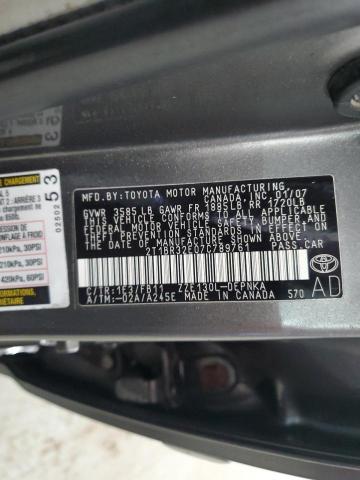 2T1BR32E07C789761 - 2007 TOYOTA COROLLA CE GRAY photo 12