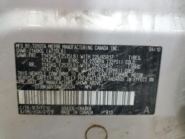 2T3BK4DV1AW025034 - 2010 TOYOTA RAV4 SILVER photo 13