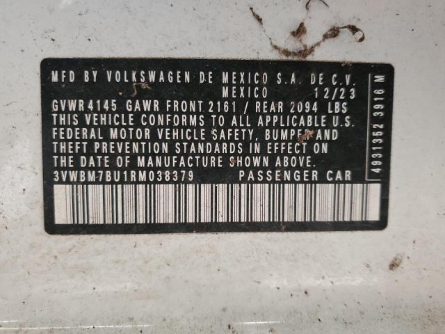 3VWBM7BU1RM038379 - 2024 VOLKSWAGEN JETTA SPORT WHITE photo 12