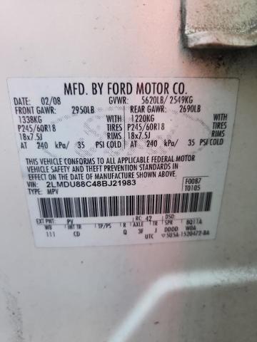 2LMDU88C48BJ21983 - 2008 LINCOLN MKX WHITE photo 13