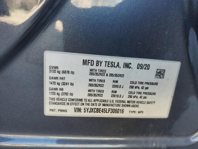 5YJXCBE45LF306016 - 2020 TESLA MODEL X GRAY photo 13