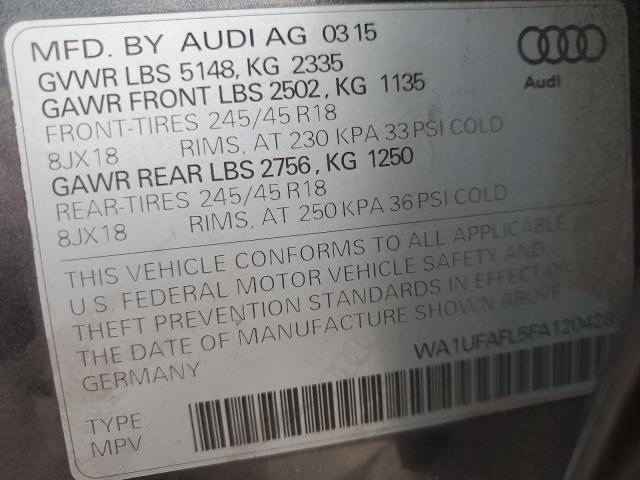 WA1UFAFL5FA120428 - 2015 AUDI A4 ALLROAD PREMIUM PLUS CHARCOAL photo 12