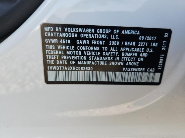1VWDT7A3XHC082630 - 2017 VOLKSWAGEN PASSAT R-LINE თეთრი ფოტო 12