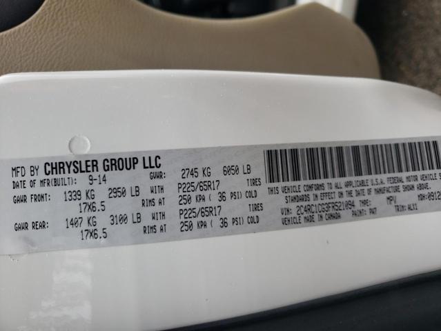 2C4RC1CG3FR521094 - 2015 CHRYSLER TOWN & COU TOURING L WHITE photo 13