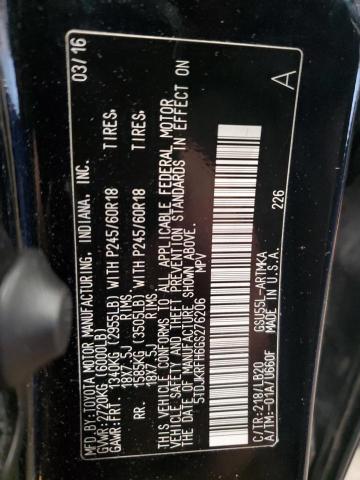 5TDJKRFH6GS276206 - 2016 TOYOTA HIGHLANDER XLE 黑色 照片 13