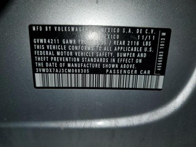 3VWDX7AJ3CM068305 - 2012 VOLKSWAGEN JETTA SE Gümüş foto 12