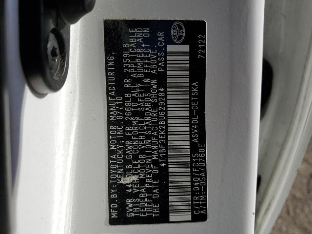 4T1BF3EK2BU629284 - 2011 TOYOTA CAMRY BASE Білий фото 12