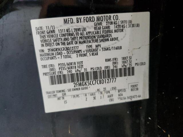 2FMGK5CC7CBD12777 - 2012 FORD FLEX SEL BLACK photo 14