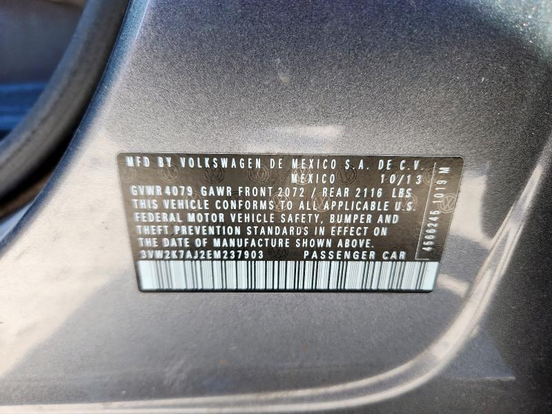 3VW2K7AJ2EM237903 - 2014 VOLKSWAGEN JETTA BASE 灰色 照片 12