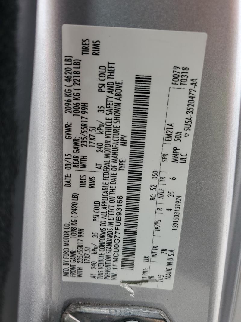 1FMCU0G77FUB93166 - 2015 FORD ESCAPE SE ვერცხლისფერი ფოტო 13