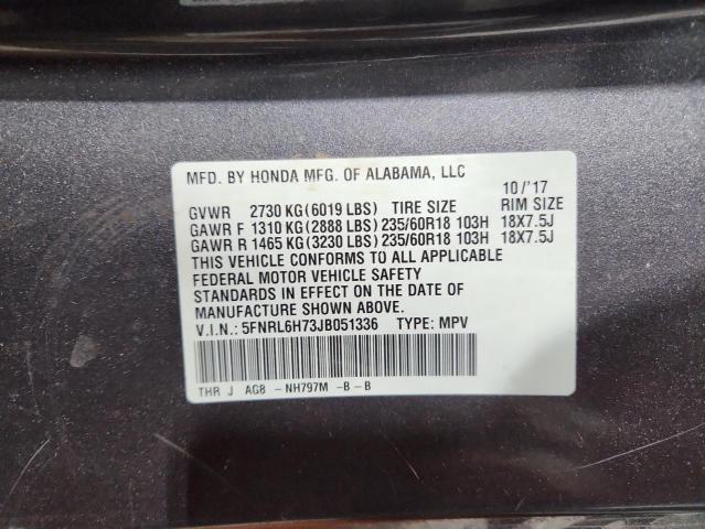 5FNRL6H73JB051336 - 2018 HONDA ODYSSEY EXL Серый фото 13