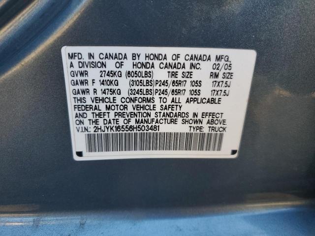 2HJYK16556H503481 - 2006 HONDA RIDGELINE RTL Mavi foto 13