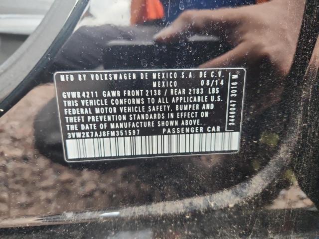 3VW2K7AJ8FM351597 - 2015 VOLKSWAGEN JETTA BASE Սև լուսանկար 12