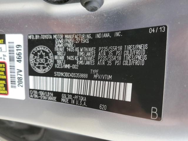 5TDYK3DC4DS359888 - 2013 TOYOTA SIENNA XLE 银色 照片 13