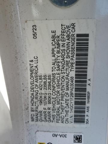 1HGCY1F28PA030468 - 2023 HONDA ACCORD LX თეთრი ფოტო 12