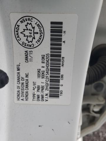 2HGFC2F54GH004205 - 2016 HONDA CIVIC LX 白色 照片 12