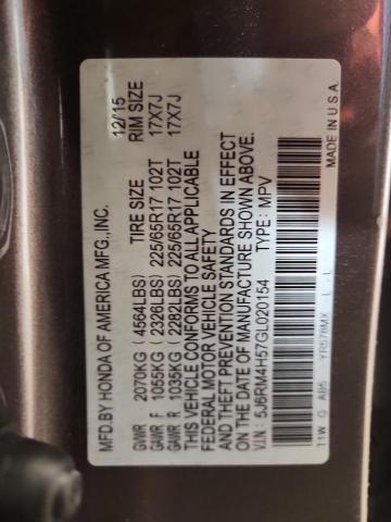 5J6RM4H57GL020154 - 2016 HONDA CR-V EX GRAY photo 13