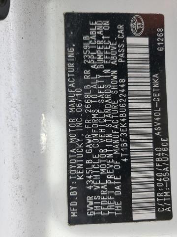 4T1BF3EK4BU622448 - 2011 TOYOTA CAMRY BASE Blanco foto 12