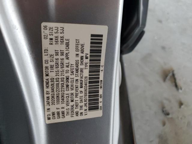 JHLRD78806C040328 - 2006 HONDA CR-V EX SILVER photo 13