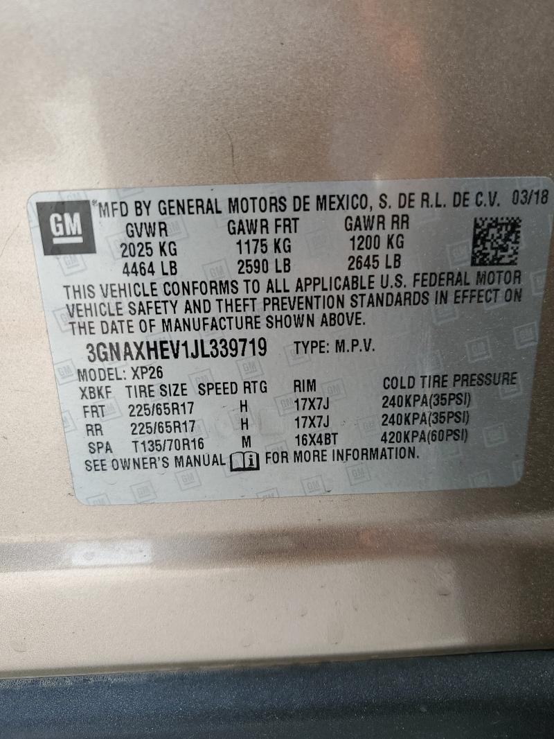 3GNAXHEV1JL339719 - 2018 CHEVROLET EQUINOX LS 棕色 照片 14