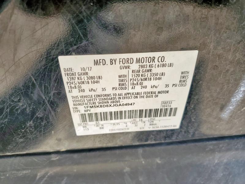 1FM5K8D8XJGA04947 - 2018 FORD EXPLORER XLT Schwarz Foto 14