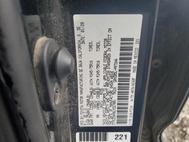 3TMCZ5AN8LM327001 - 2020 TOYOTA TACOMA DOUBLE CAB BLACK photo 12