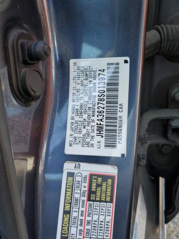 JHMFA36278S013974 - 2008 HONDA CIVIC HYBRID BLUE photo 13