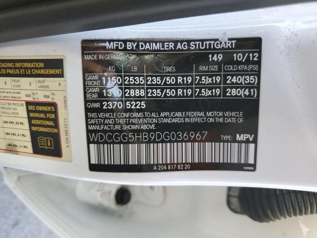 WDCGG5HB9DG036967 - 2013 MERCEDES-BENZ GLK 350 Սպիտակ լուսանկար 13