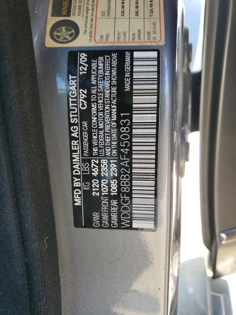 WDDGF8BB2AF450831 - 2010 MERCEDES-BENZ C 300 4MATIC SILVER photo 12